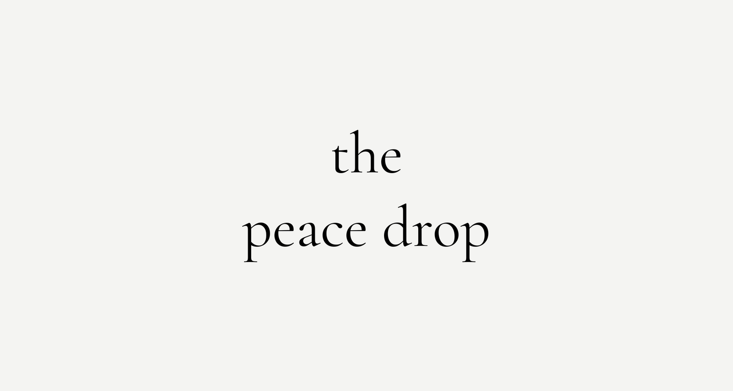 The Peace Drop displayed in soft serif on a quiet off-white — mirrors the still, minimal energy of the collection~IVAAHI